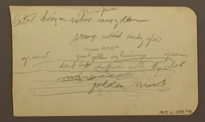 Mountain Ranges, Cuautla, Church; Verso: Crouching Horse, Landscape Notations, February 1885