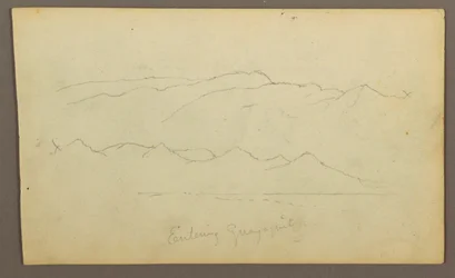 Mountain Ranges "entering Guayaquil"; Verso: River Bank, Botanical Sketches, possibly 1857
