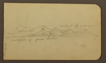 Rugged Mountain Across a Plain; Verso: Figures, Landscape, December 12, 1884