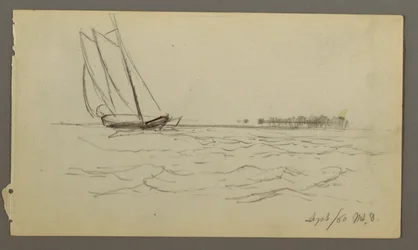 Sailboat Riding Waves, 1860