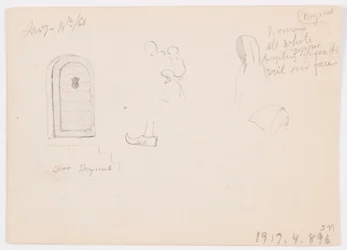 Sketches of a Domed Structure, Ship, and Stately House, January 1868