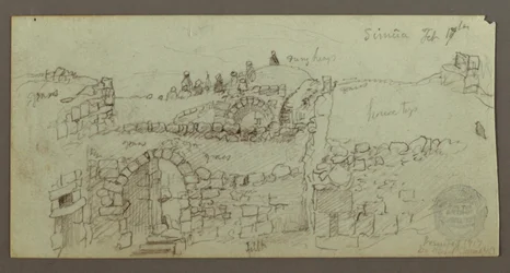 Stone Building, Men Gathered on Roof, February 17, possibly 1868