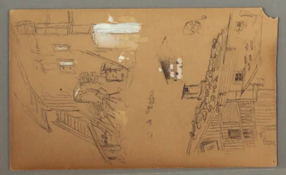 Studies of Chalet, Man with a Pipe, Ducks, 1868