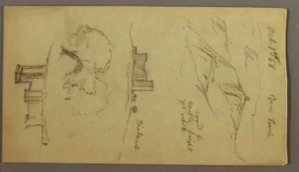 Three Studies of Castle on Hilltop, October 1, 1868