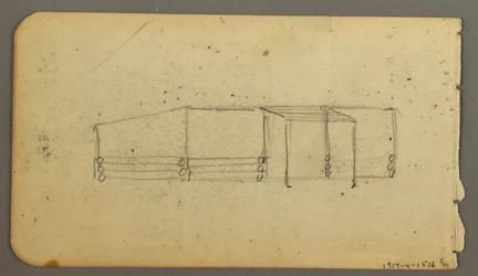 Verso: diagram of cabin, possibly 1878