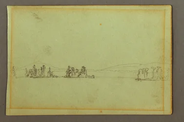 Drawing, Wooded Islands, Hilly Shore, Possibly 1856
