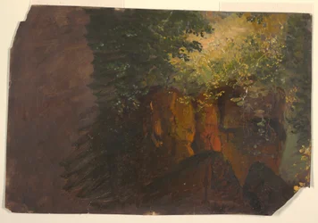 Drawing, Woodland Scene with Rocks, 1860–70