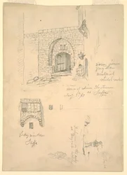 Sketches of the House of Semon the Tanner, Jaffa, Palestine [Tel-Aviv, Israel] and Fishermen on the Rocks at Beirut, Lebanon