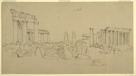 View of the Parthenon and Surrounding Ruin Fragments from the West, Athens, Greece