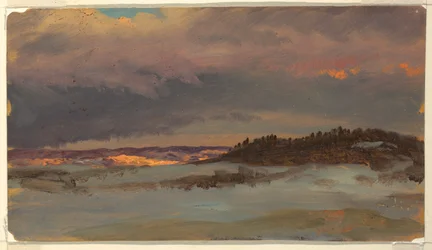Winter Landscape with Blue Hill at Sunset, Hudson, New York