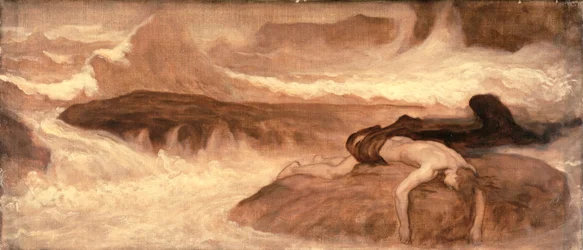 The Death of Leander, predella panel of The Last Watch of Hero