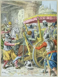 Murder of King Henri IV by François Ravaillac in the Rue de la Ferronnerie Paris, May 14