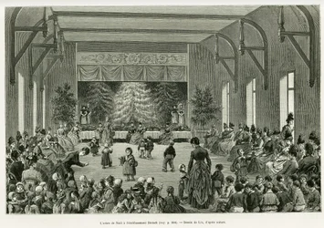 The Christmas tree at the Dietsch establishment. Engraving by Lix, to illustrate the story 