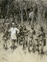 How the white man trades in the Congo State: bringing in rubber and hostages