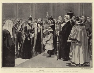 The Reception at the Guildhall, the Princess of Wales Receiving a Bouquet