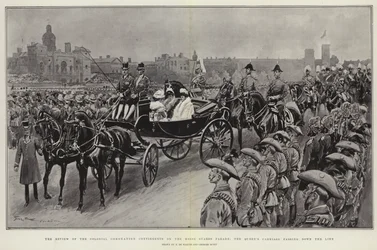 The Review of the Colonial Coronation Contingents on the Horse Guards Parade, the Queen