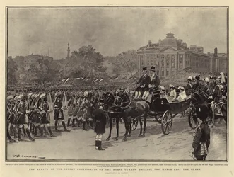 The Review of the Indian Contingents on the Horse Guards Parade, the March Past the Queen