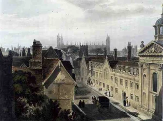 Exterior of Pembroke College, from a Window of Peterhouse, Cambridge, from 