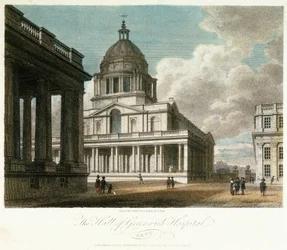 View of Greenwich Hospital, description of the dome and the north-east corner of King William