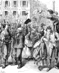 Defence of Paris: students going to man the barricades, Franco-Prussian War