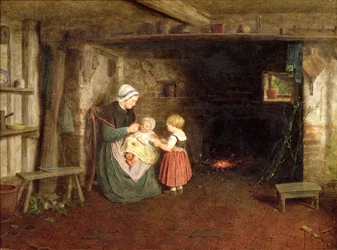 Expectation: Interior of a Cottage with a Mother and Children