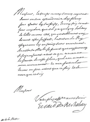 Letter by Cardinal Richelieu, to Monsieur de la Motte