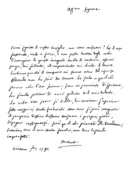 Letter by Wolfgang Amadeus Mozart