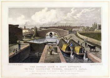 The Double Lock and East Entrance to the Islington Tunnel, Regents Canal, 1827