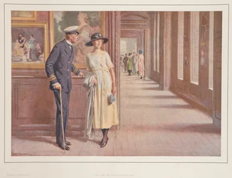 Naval officer and lady in the State Apartments