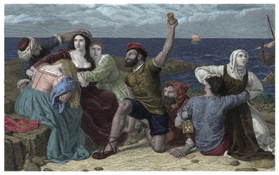 Pirates of the Mediterranean Sea Play Prisoners at the Illustration by Frederick Richard Pickersgill, 1869