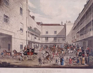 Royal Mail Coaches at Lad Lane, London, 1831