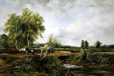 Lockgate near a village
