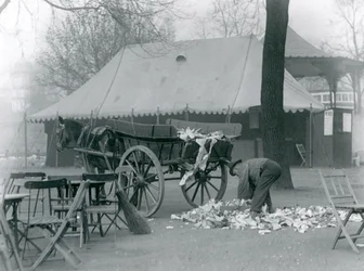 Clearing up after a Bank Holiday at London Zoo in 1924