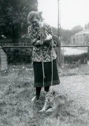 Lion Cubs with Young Woman at London Zoo, August 1925