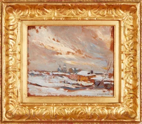A winter landscape with distant cupolas, Russia