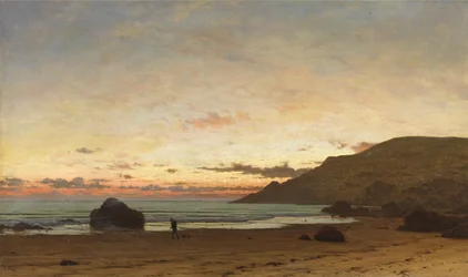 Coastal Scene with a Man and a Dog