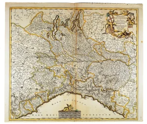 Genoa Republic, Duchy of Milan, Parma and Monferrato, Map by Frederik de Wit, Amsterdam, Copper engraving