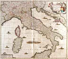 Map of Italy, Corsica and Sardinia