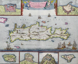 Map of the Island of Candia (Crete) with the Sea Port of Herakleion
