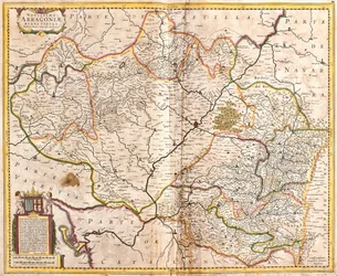 Map of the Kingdom of Aragon (Spain)