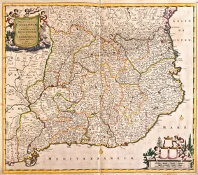 Map of the Principality of Catalonia (Spain) (etching)