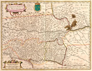 Maps of territories Lyon and Beaujolais (France)