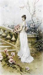 Woman - Allegory of Early Summer, Calendar Illustrated by Hubert Dys, Painted by F.H. Kaemmerer