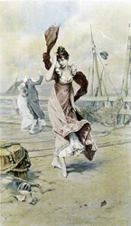 Woman on the Seaside - Allegory of Early Spring, Calendar Illustrated by Hubert Dys