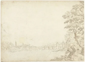View of a City on a River (the Danube?)