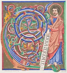 Illuminated Initial and Saint, 1830-62
