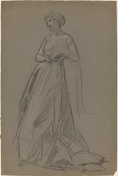 Standing Woman Leaning on Her Elbow