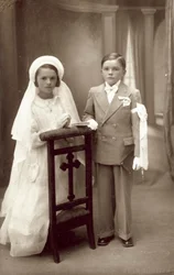 Boy and Girl at Their First Communion