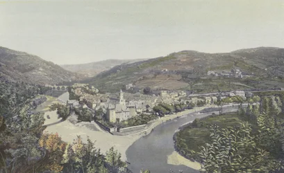 Entraygues, General View and Confluence of the Truyere with the Lot