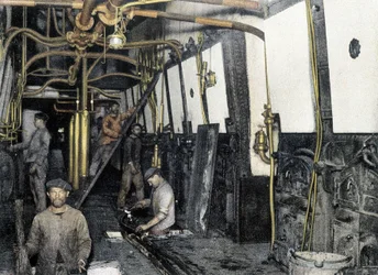 French Navy, late 19th century: Cleaning of holds and boiler rooms